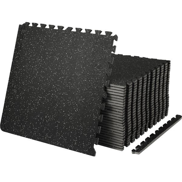 VEVOR EVA-Schaum-Fußmatten, Fitnessstudio-Bodenbelag-Set, 61 x 61 cm, Schwarz, 25-teiliges Rutschfeste Ineinandergreifend, HSXJDDHDHDBDD09O9V0
