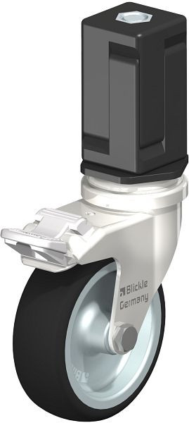 Blickle LRXA-PATH 75G-FI-EXV07 Edelstahl-Apparate-Lenkrolle mit Expander & Feststeller, Thermoplastisches Polyurethan, Grau, 853356