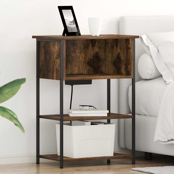 vidaXL Nachttisch Räuchereiche 55 x 31 x 76 cm Holzwerkstoff, 859502