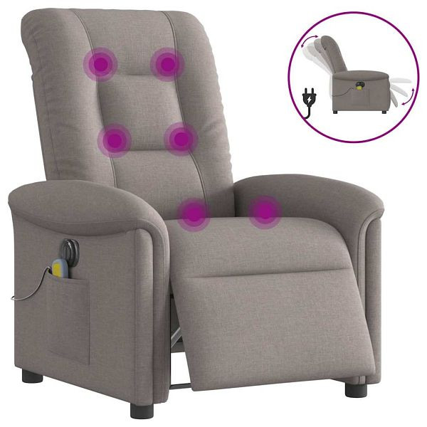 vidaXL Massagesessel, Elektrische Liegefunktion, Taupe Stoff, 3303251