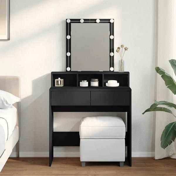 vidaXL Schminktisch mit LED-Beleuchtung Schwarz 80x41x144,5 cm, 848179