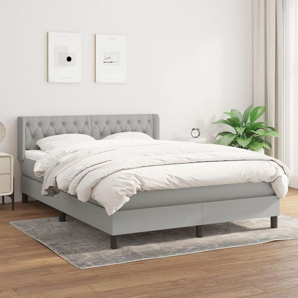 vidaXL Boxspringbett mit Matratze Hellgrau 140x190 cm Stoff, 3129945