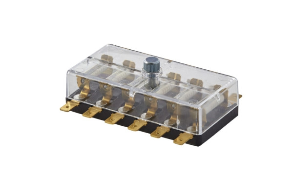 HELLA Sicherungsdose, 6-polig, 8A, glasklar, Stecker: Flachstecker, 8JD 002 291-141