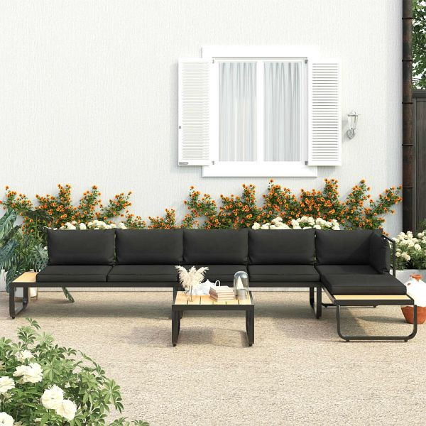 vidaXL 4-teilig Garten-Ecksofa-Set mit Auflagen Aluminium und WPC, 48653