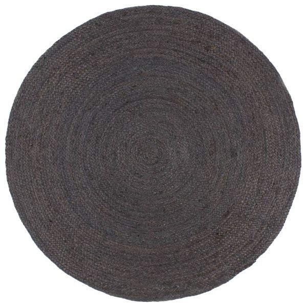 vidaXL Teppich Handgefertigt Jute Rund 240 cm Dunkelgrau, 343598
