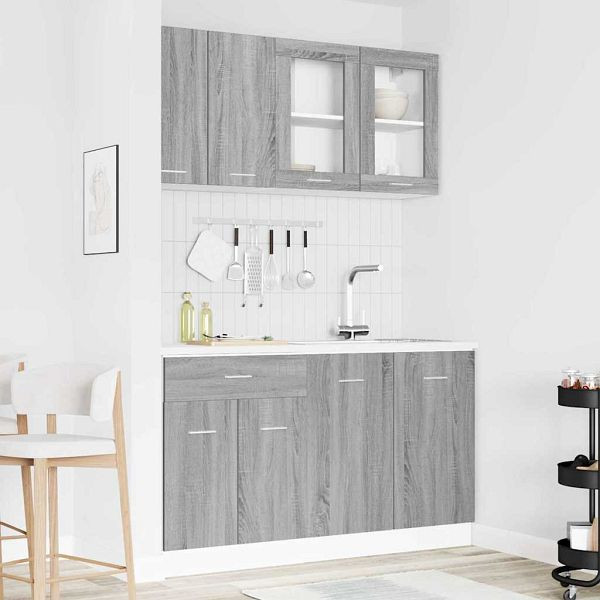 vidaXL Küchenschrank-Set mit Tür 4-teilig Grau Sonoma 140 x 46 x 81.5 cm, 3388346
