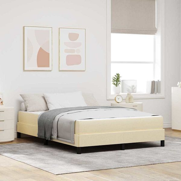 vidaXL Boxspringbett mit Matratze Creme 160 x 200 cm Stoff, 3398505