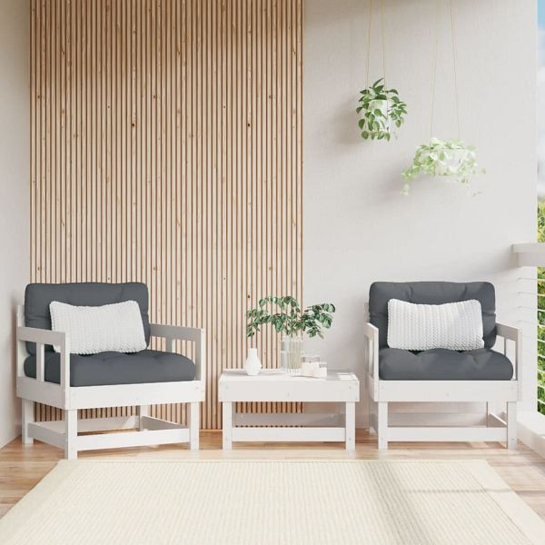 vidaXL Gartenstühle 2 Stück Weiß Massivholz Kiefer, 825388