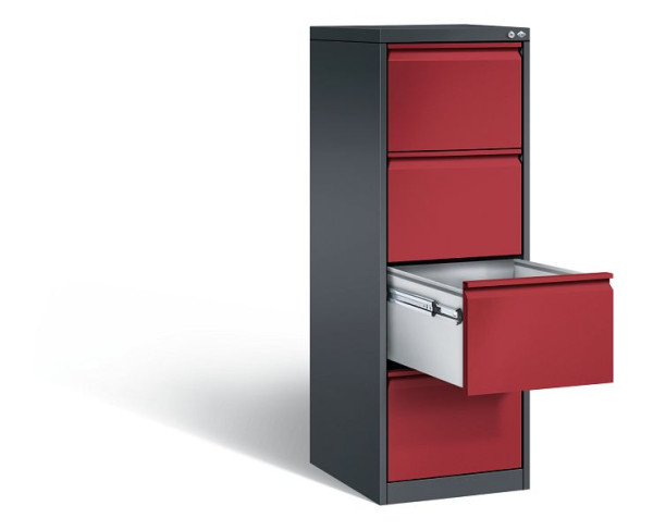 C+P Hängeregistraturschrank Acurado, H1357xB433xT590mm, Farbe: Schwarzgrau / Rubinrot, Griffleiste, 12434-311 S10013