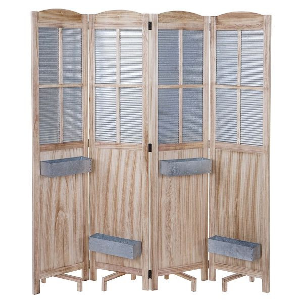 Mendler Paravent HWC-D26 Pflanzkörbe, Raumteiler Trennwand spanische Wand Sichtschutz, Holz Metall 170x161x29cm, 62645+62646