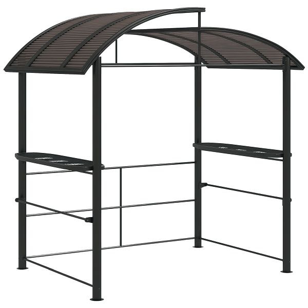 Outsunny Grillpavillon Grilldach Grilldach, wetterbeständig, 240 cm x 150 cm x 230 cm, Gelbbraun + Dunkelbraun, 84C-237V01CG
