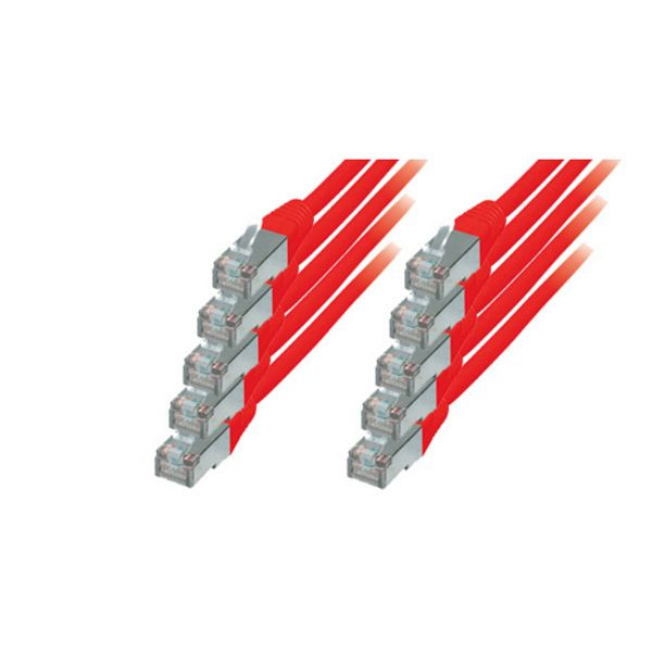 S-Conn Patchkabel, cat 6, S/FTP, PIMF, Halogenfrei, VE: 5 Stück, rot, 0,25m, 75711-H0.25R-SET5