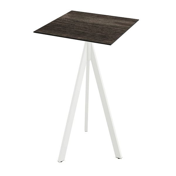 Feros Infinity Tripod Stehtisch Weiß frame + Riverwashed Wood HPL Tischplatte 70x70 cm, 140051477