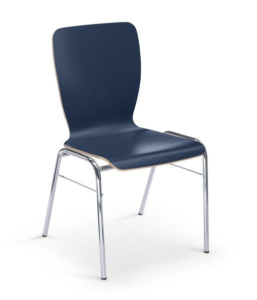 Deskin Stapel-/Schalenstuhl JARA, 4-Fuß Gestell verchromt, Formschale, blau, 352439