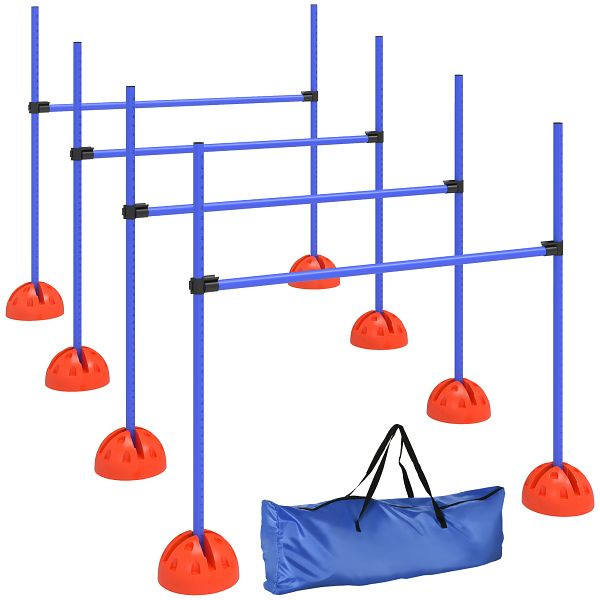 PawHut 4-teiliges Hunde-Agility-Set mit 4 Hürden und Tragetasche für das Sprungtraining, Blau, D07-057V00BU