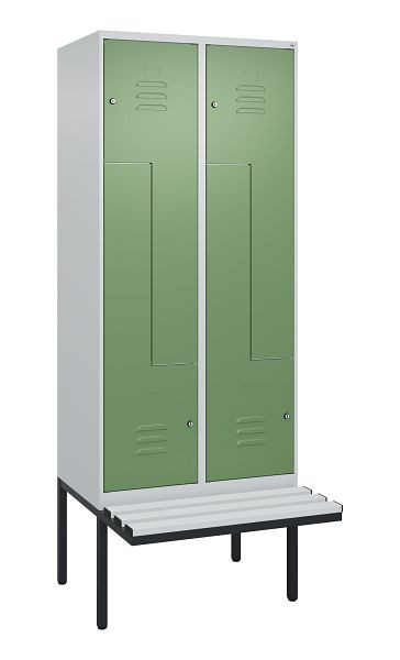C+P Z-Spind Classic PLUS, Bank, 4 Abteile, 2120x800x815mm, 7035/6011, Zylinderschlösser, 0800437-224 S10051