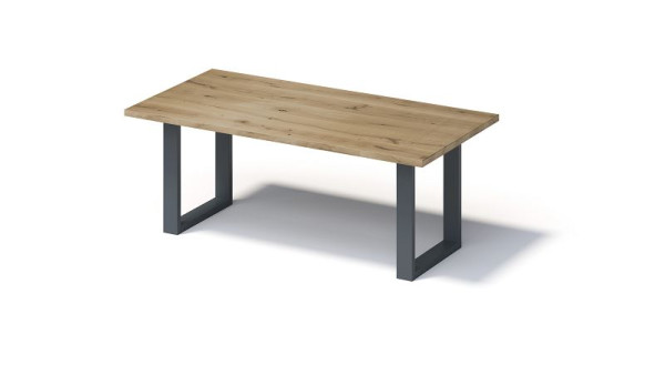 Bisley Fortis Table Regular, 2000 x 1000 mm, gerade Kante, geölte Oberfläche, O-Gestell, Oberfläche: natürlich / Gestellfarbe: anthrazitgrau, F2010OP334
