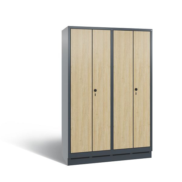 C+P Spind Evolo, 4 Abteile, H1800xB1190xT500 mm, Anthrazit/HPL Eiche, 48022-40 S10424