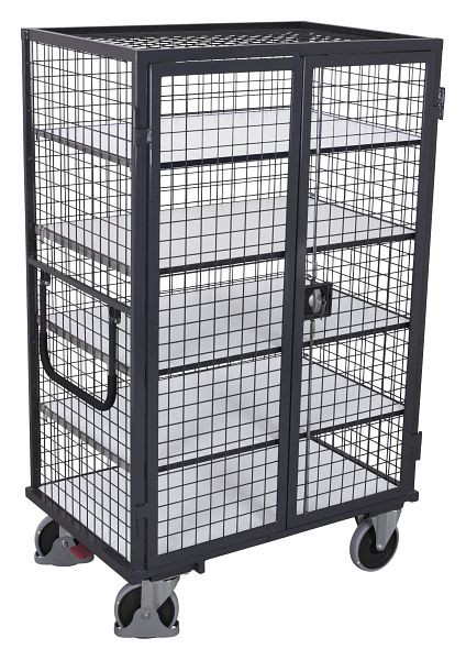 VARIOfit ESD Etagenwagen fest verschweißt, Außenmaße: 1.315 x 830 x 1.810 mm, Ladefläche: 1.230 x 760 mm, mit Türen aus Drahtgitter, sw-800.867