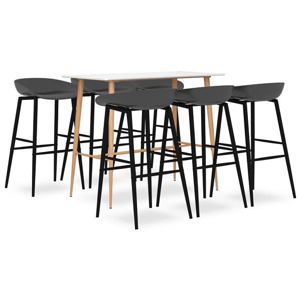 vidaXL 7-teilig Bar-Set Weiß und Grau, 3057453, 8720286172964