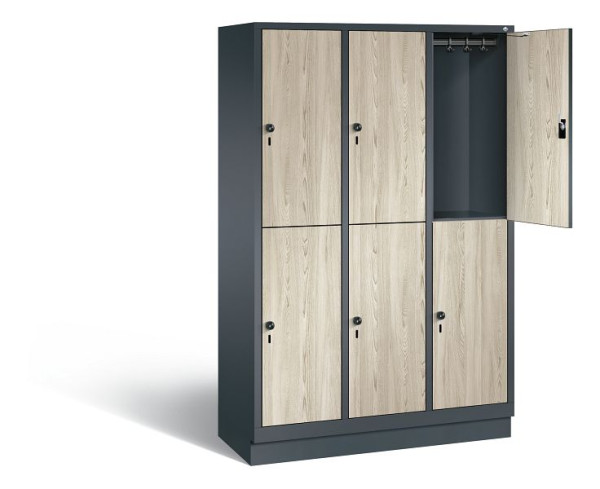 C+P Spind doppelstöckig Evolo, H1800xB1200xT500mm, Farbe: Anthrazitgrau / Dekor Sen-Esche, 48320-32 S10548