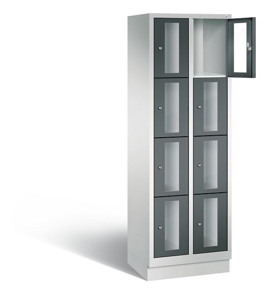 C+P Schließfachschrank Classic, H1800xB610xT500mm, Farbe: Lichtgrau / Anthrazitgrau, 8020A204 S10024