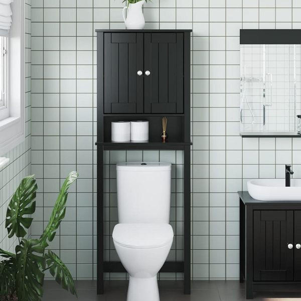 vidaXL Toilettenschrank BERG Schwarz 60x27x164,5 cm Massivholz, 358555