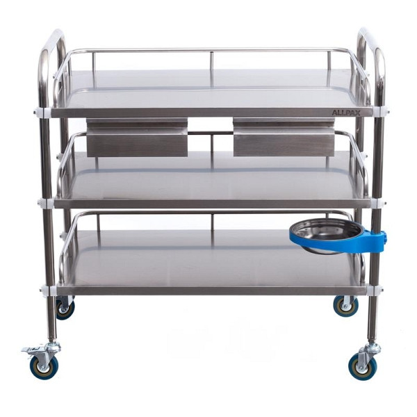 ALLPAX Laborwagen mit 3 Ablagen und 2 Schubladen 80 x 48 x 86 cm, 10022452