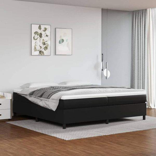 vidaXL Boxspringbett mit Matratze Schwarz 200x200 cm Kunstleder, 3144626