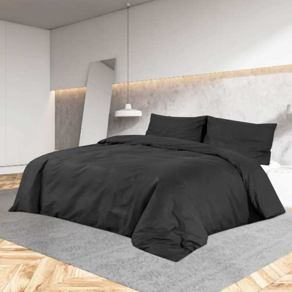 vidaXL Bettwäsche-Set Schwarz 200x200 cm Leichte Mikrofaser, 135976