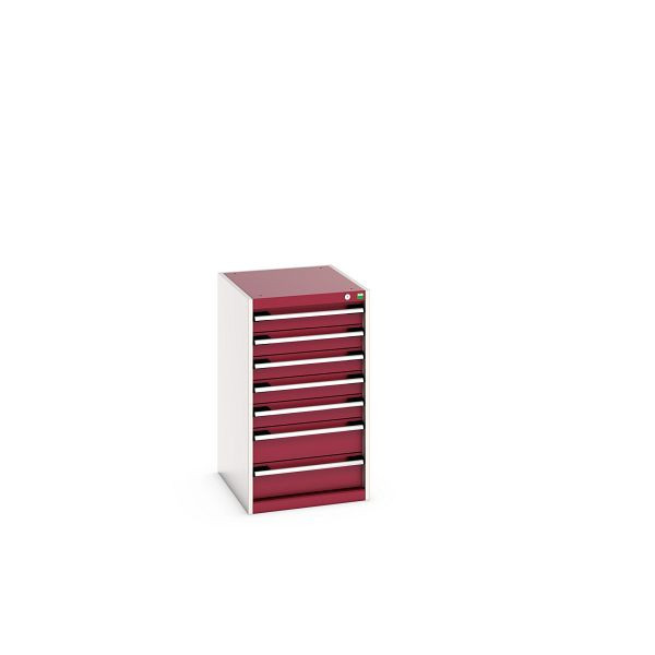 bott cubio Schubladenschrank bestückt mit 7 Schubladen, BxTxH: 525x650x900mm, RAL 7035/3004, 40018051.24V