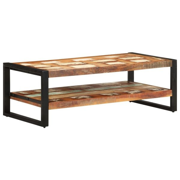 vidaXL Couchtisch 120x60x40 cm Altholz Massiv, Material: Recyceltes Massivholz mit gemischter Farbe, pulverbeschichtetes Eisen, 329245