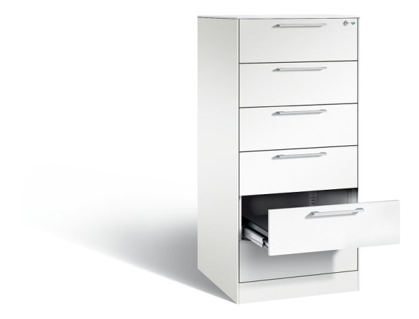 C+P Karteischrank Asisto, H1310xB562xT600mm, Farbe: Verkehrsweiß, Bügelgriff, 146224-622 S10133