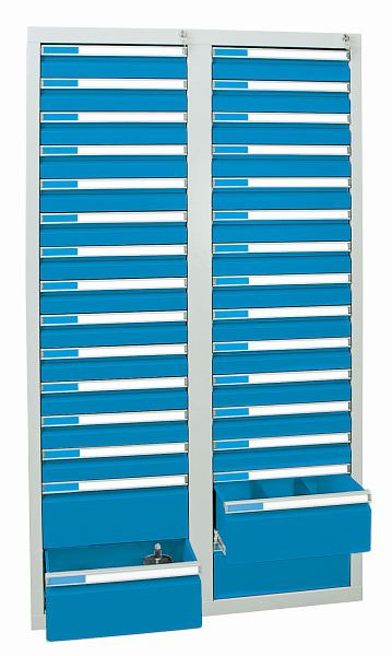 stumpf Schubladenschrank, Höhe 180 cm, 100 % Teleskopauszüge, 75 kg / Schublade, Alu-Griffleisten, 30 Schubladen, lichtgrau / anthrazitgrau, 7604678