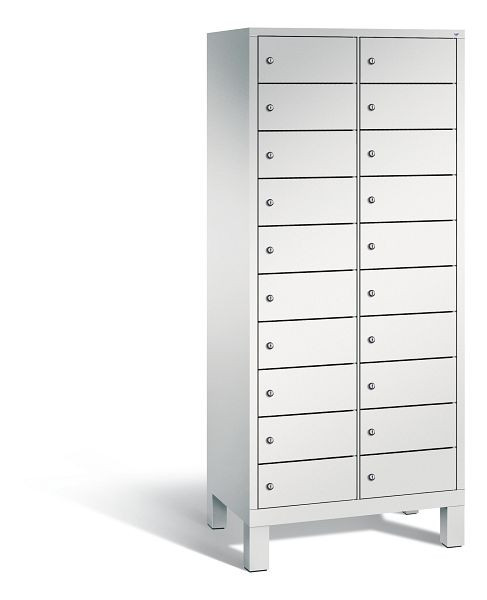 C+P Schließfachschrank Evolo, 20 Fächer, H1850xB810xT500 mm, Grau, 48010-2210 S10063