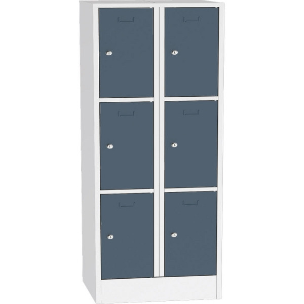 Deskin Schließfach-Stahlschrank SYSTEM SP1 COLOR, Korpus Lichtgrau, Türen Blaugrau, H 1850 x B 800 x T 500 mm, Zylinderschloss, 350 mm, 281965