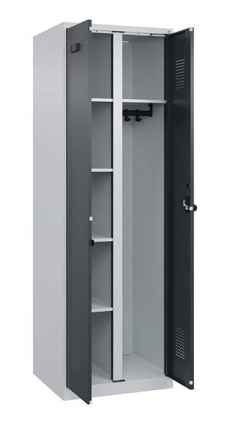 C+P Wäsche-/Garderobenspind Evolo PLUS, 2 Abteile, 1850x600x500mm, 7035/7016, Drehriegel, 049600-20 S10012