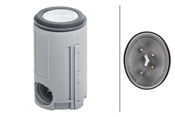 HELLA Sensor, Einparkhilfe, zylindrisch, 4-polig, gesteckt, lackierbar, mit Befestigungsring, 6PX 358 141-381