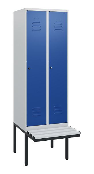 C+P Umkleidespind Classic PLUS, 2 Abteile, 1950x600x815mm, 7035/5010, Zylinderschlösser, 0800405-20 S10048
