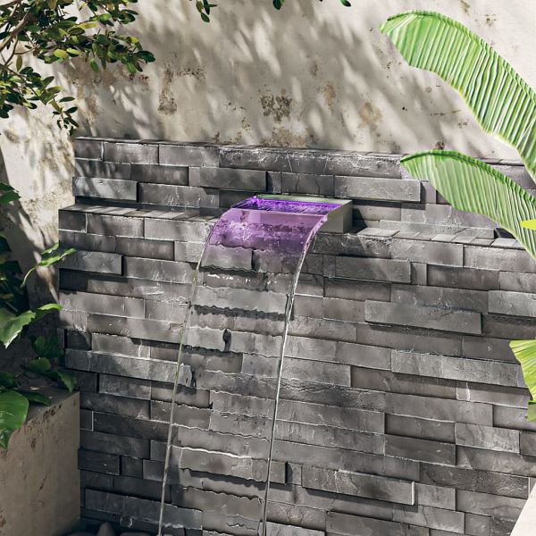 vidaXL Wasserfall-Element mit RGB LEDs Edelstahl 30 cm, 151408