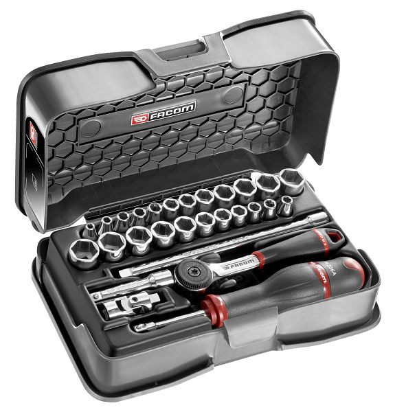 Facom Steckschlüsselsortiment 1/4", 6-Kant, metrisch und zöllig - 28 Teile - R.161B, R.420AMU