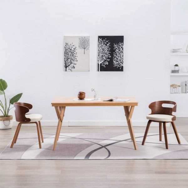 vidaXL Esszimmerstühle 2 Stück Creme Bugholz und Kunstleder, 283106