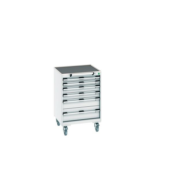 bott cubio Schubladenschrank mobil bestückt, mit 6 Schubladen, BxTxH: 650x650x985mm, RAL 7035/7035, Lichtgrau, 40402035.16V