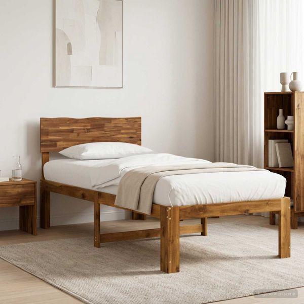 vidaXL Einzelbettgestell mit Kopfteil ROSTOCK Natur 90 x 190 cm, 903357