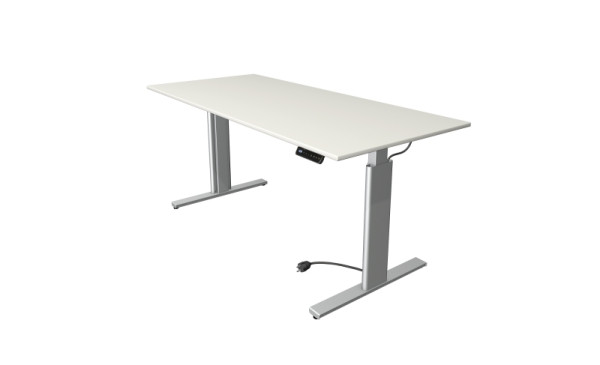 Kerkmann Sitz-/Stehtisch Move 3 silber, B 1800 x T 800 mm, elektrisch höhenverstellbar von 720-1200 mm, weiß, (Montage), 10233010-1