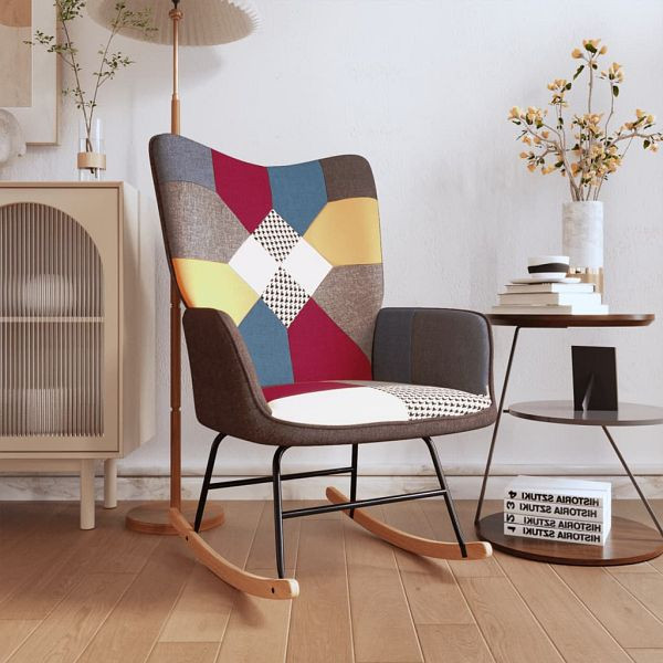 vidaXL Schaukelstuhl Patchwork Stoff, Füllung: Schaumstoff, 328191