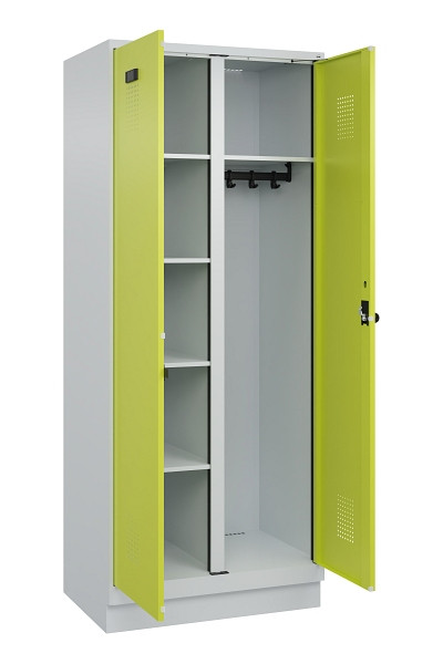 C+P Wäsche-/Garderobenspind Evolo PLUS, mit Sockel, 2 Abteile, 1950x800x500mm, 7, 1108060 RDS Clowngrün, Drehriegel, 049620-22 S10015