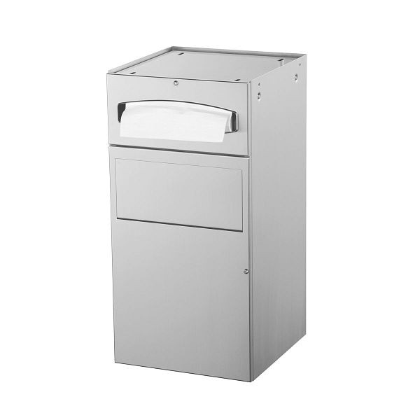 Air Wolf Papierhandtuchspender und Abfallbehälter, Einbaumontage, Edelstahl gebürstet, 300 Papierfalthandtücher, Serie Sigma, 20-142