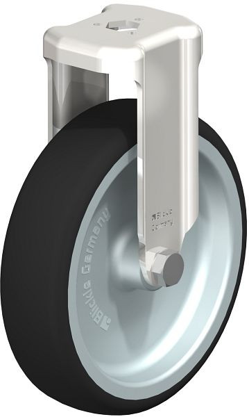 Blickle BKRXA-PATH 126G Edelstahl-Apparate-Bockrolle mit Rückenloch, Thermoplastisches Polyurethan, Grau, 847055