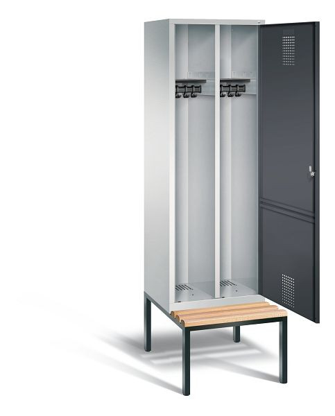 C+P Schwarz-Weiss-Spind Evolo, H2090xB610xT500mm, Farbe: Lichtgrau / Schwarzgrau, 48250-20 S10034